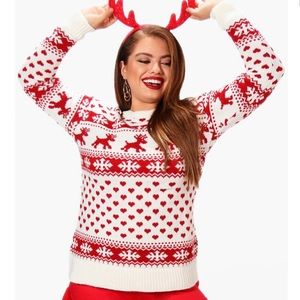 Boohoo Plus Fairisle knitted Christmas sweater